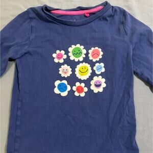 Mini Boden Girls Navy Blue Long Sleeve Floral Top Size 5/6
